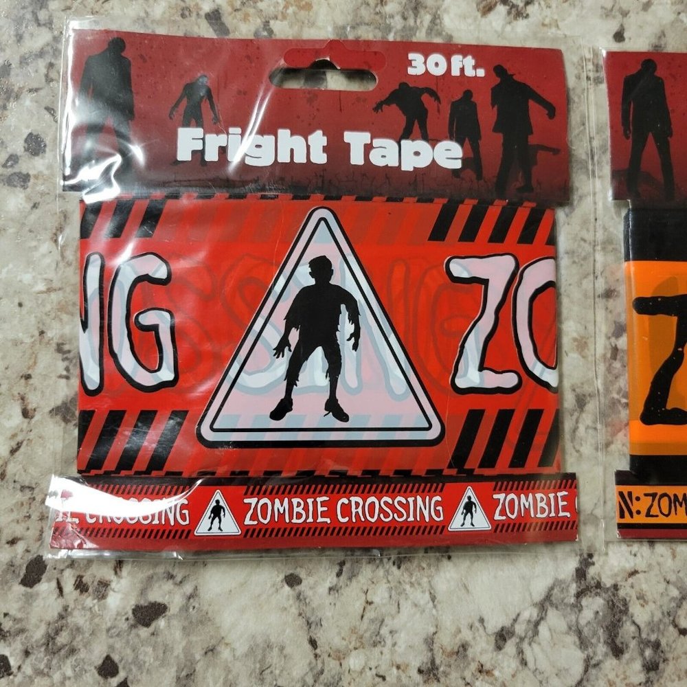 Lot of 2 Zombie Fright Tape Halloween Scary Party Decor - Picture 3 of 4